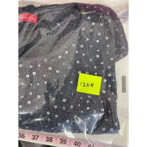 AK Anne Klein Women's Silver Gray Knit Sequins Long Sleeve Sweater Size Small - Picture 9 of 9